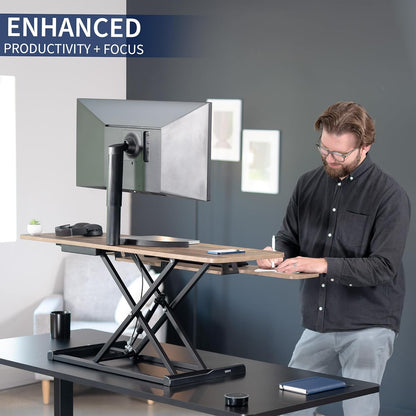 VIVO 26 inch Desk Converter, K Series, Height Adjustable Sit to Stand Riser, Dual Monitor and Laptop Workstation with Keyboard Tray, Black, DESK-V026KB