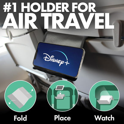 Flight Flap Airplane Phone Holder, Flexible Cell Phone Holder, Folding Cellphone Stand for Desk, Bed, Office, Treadmill - Airplane Gadgets for Long Travel Accessories - Plane Essentials (Silicone)