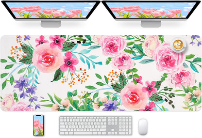 Wrist Rest for Computer Keyboard and Mouse, Ergonomic Design Wrist Support Pad for Keyboard, Soft Memory Foam Desk Pads Support Hand and Arm Easy Typing Pain Relief, 2 Piece Pad, Cream Pink