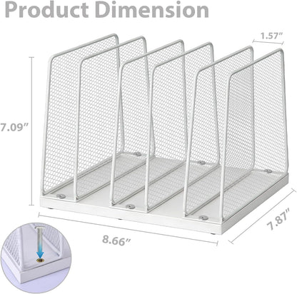 LEKETREE Desk File Organizer, 5-Section Upright File Sorter, Vertical File Folder Holder, Mesh Metal Wood Office Desktop Organization for Document, Magazine, Books and more (Wood and Black)