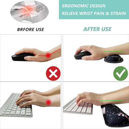 Keyboard Wrist Rest Mouse Wrist Support Set, Memory Foam Wrist Rest Pad for Computer Laptop Keyboard Mouse, Ergonomic Wrist Cushion Support for Typing Pain Relief, Gaming Home Office, Purple