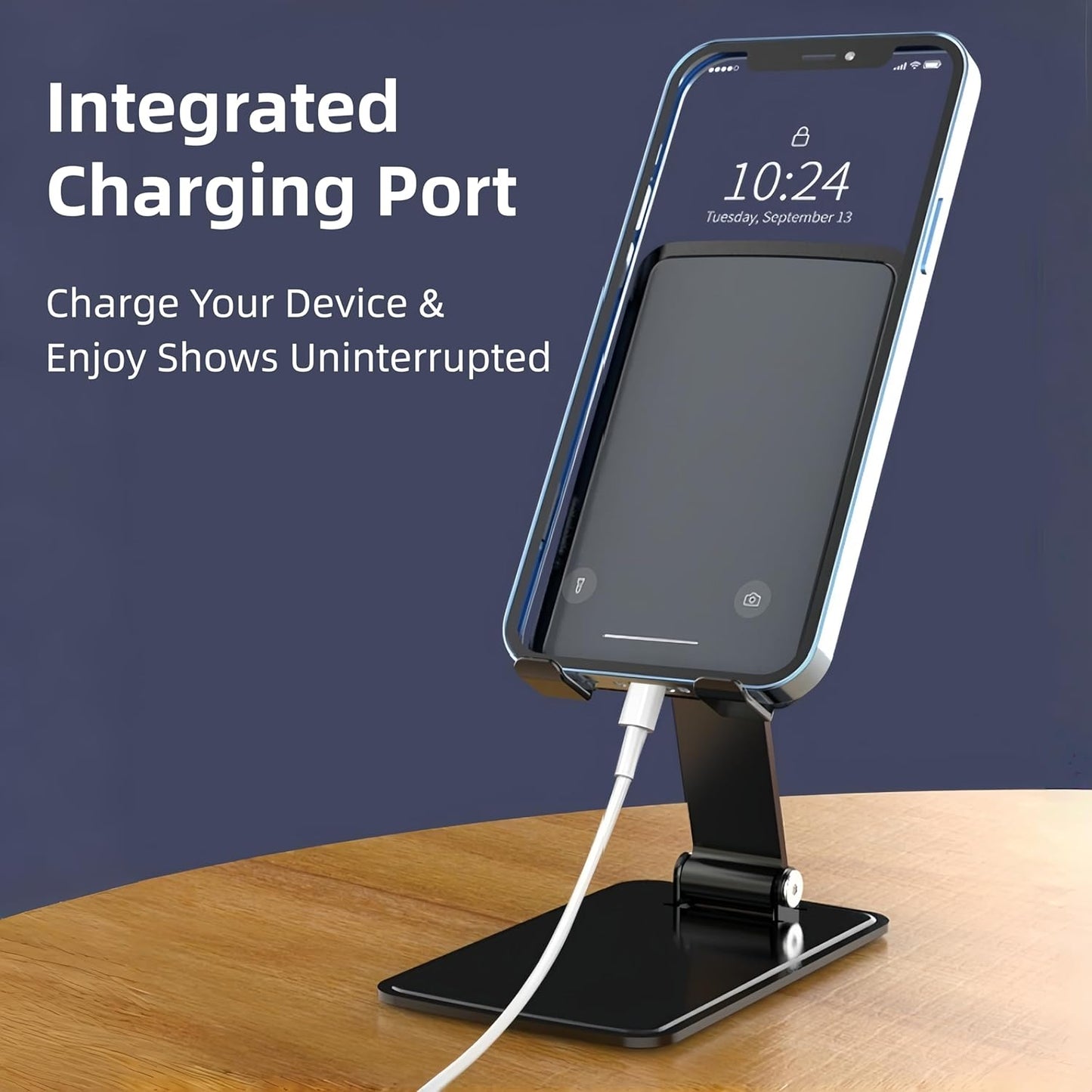 All-Metal Cell Phone Stand 360° Rotatable & Height Adjustable - 25KG Super Load-Bearing, Foldable Desk Stand for Phone, Compatible with iPhone 17/16/15/14, Nintendo Switch, Silver