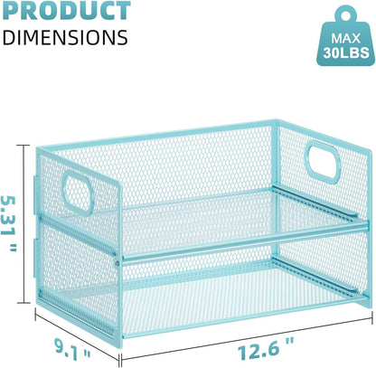 Marbrasse 2 Tier Paper Organizer Letter Tray, Mesh File Organizer with Handle, Paper Sorter Desk Organizer for Home Office Supplies - Black