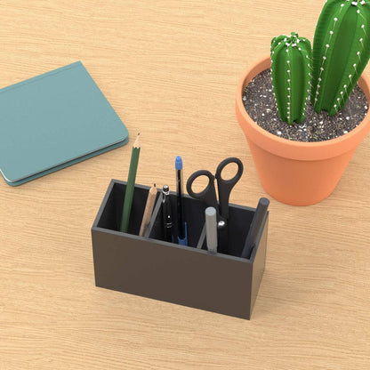NIUBEE Acrylic Pen Holder 4 Compartments, Clear Pencil Organizer Cup for Countertop Desk Accessory Storage