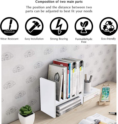 Jerry & Maggie Desktop Organizer Office Storage Rack Adjustable Wood Display Shelf Free Style Double H, Multi-Functional Mini Bookshelf for Desk Natural Stand (Natural Wood Tone)