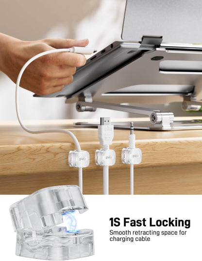 6-Pack Magnetic Cable Clips - Cell Phone Cord Holder for Nightstand, Mini Cube Cord Holder with 6 Extra Strong Adhesive Pads, USB Cable Magnetic Clip for Office Desk Home