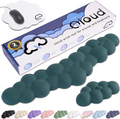 Cloud Keyboard Wrist Rest – Create-ables Qloud Cloud Wrist Rest for Computer Keyboard and Mouse, Ergonomic Memory Foam Wrist Pad with Non-Slip Base, Includes Cloud Mouse Pad – White