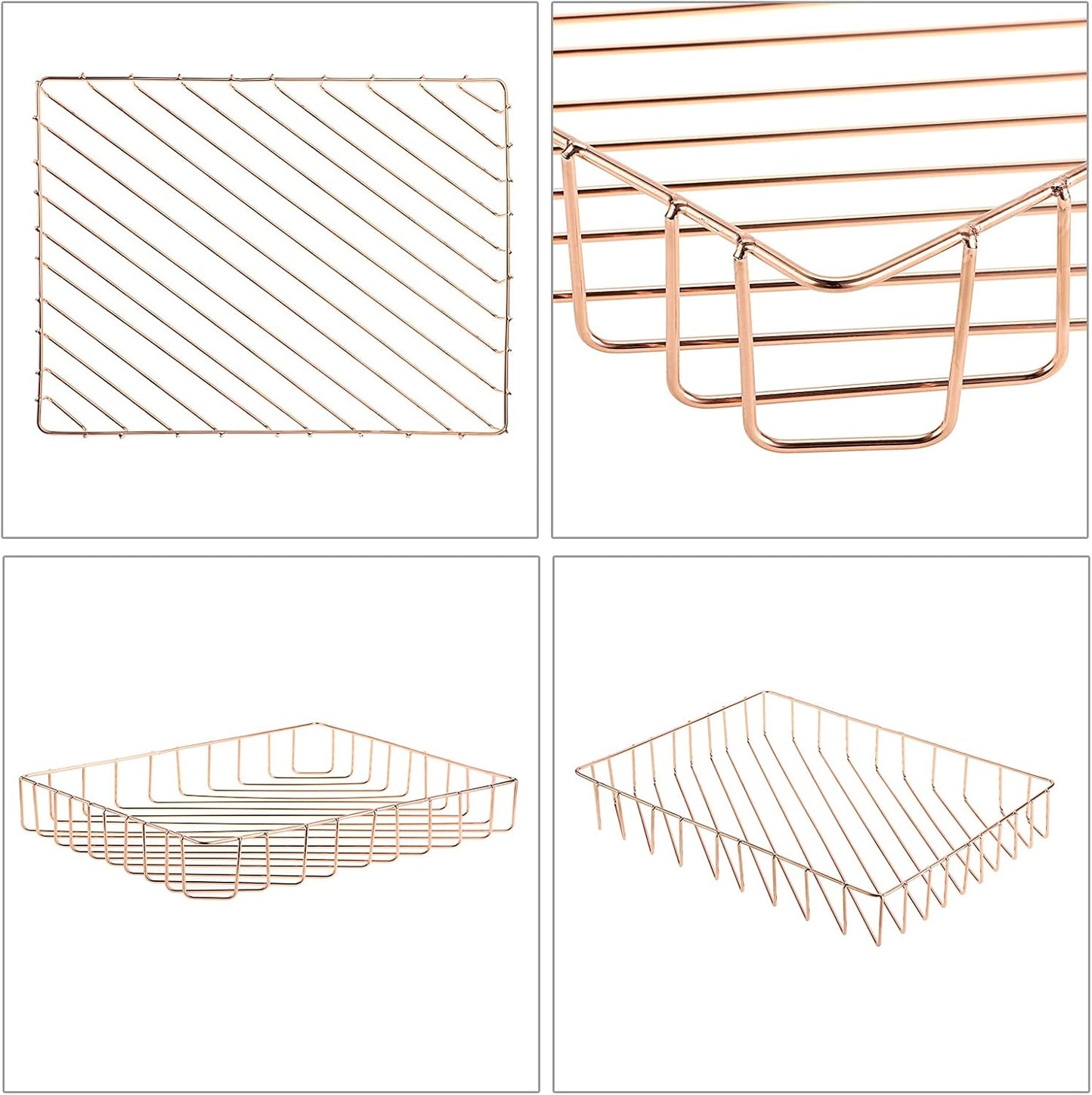 BTSKY Multipurpose A4 File Tray Wire Desk Tray Organizer Elegant Letter Size Desk Documents Trays Magazine Files Storage Basket Organizer Bin for Office Cosmetics Bathroom(Rose Gold)