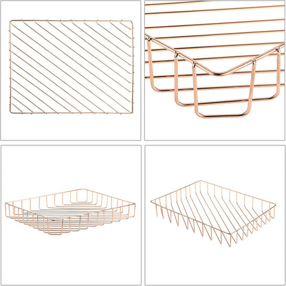 BTSKY Multipurpose A4 File Tray Wire Desk Tray Organizer Elegant Letter Size Desk Documents Trays Magazine Files Storage Basket Organizer Bin for Office Cosmetics Bathroom(Rose Gold)