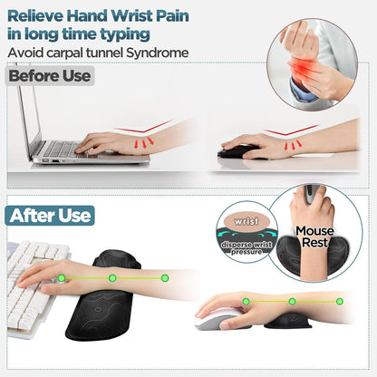 Gimars Upgrade Enlarge Silky and Superfine Fabric Gel Memory Foam Keyboard Wrist Rest Set, Ergonomic Keyboard Mouse Wrist Support for Typing Pain Relief, Comfort for Office, Gaming, Computer