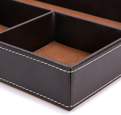 BTSKY 4 slots Desk Drawer Organizer, PU Leather Drawer Storage Organizer Divider for Office Desk Supplies Value Collection and Accessories Multi-Purpose Storage Desktop Organizer Tray(Brown)