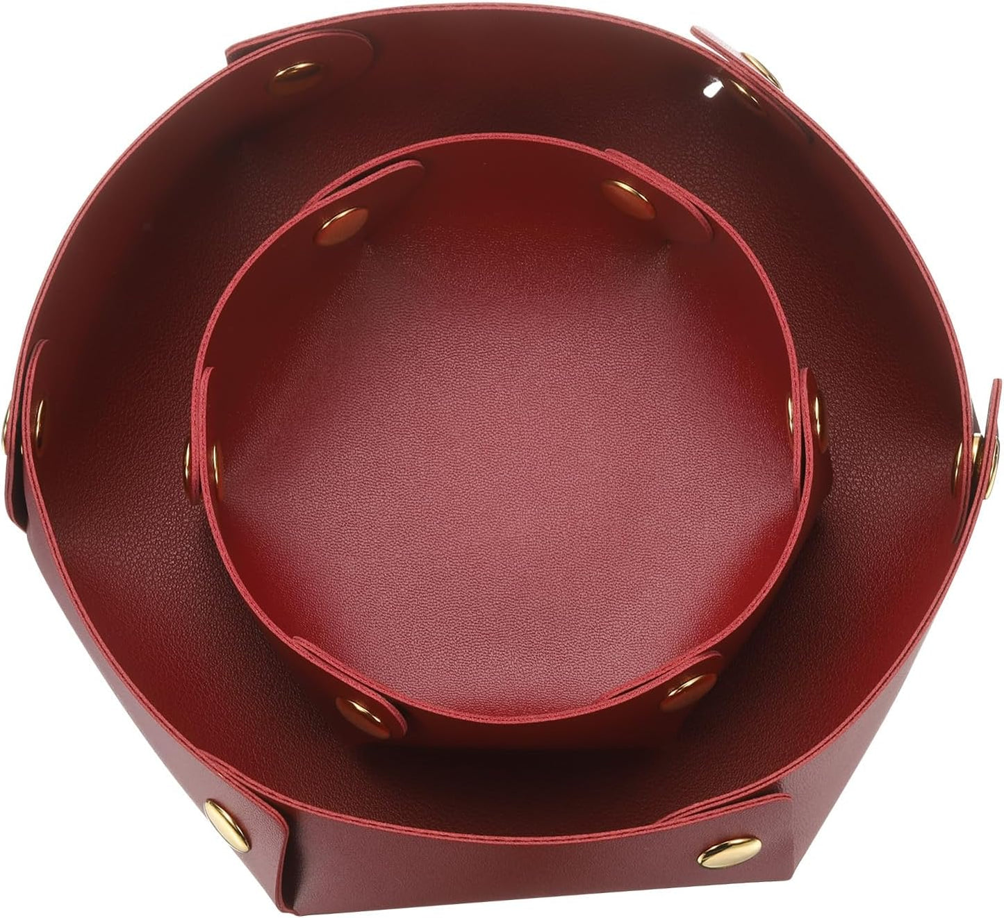 uxcell 2 Pcs Valet Tray for Women and Men, PU Leather Jewelry Tray Entryway Table Bedside Nightstand Catchall Storage Organizer for Jewelry Key Coin Watch Wallet (2 Size, Pink)
