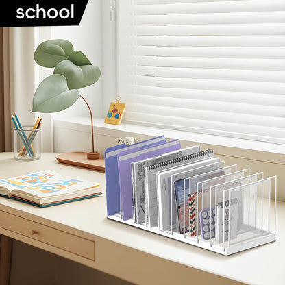 File Organizer for Desk, 5-Section Vertical File Sorter, Paper Holder Organizer Standing Metal File Folder for Office Home Classroom, Black