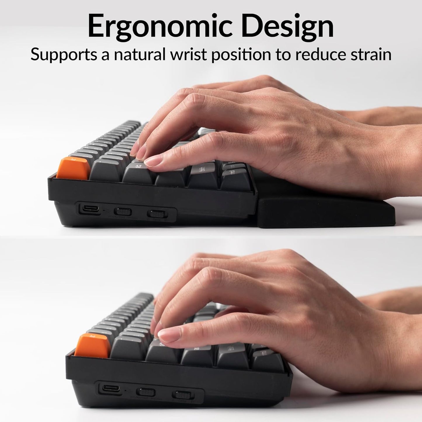 Ergonomic Silicone Wrist Rest for Keychron K12 / Q4 / Q60 / Q60 Max / Q4 Pro / Q4 HE / V4 / V4 Max, 12.04" Honeycomb Non-Slip Palm Rest, 60% Compact Mechanical Keyboard Support with Typing Pain Relief