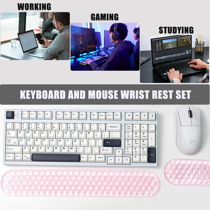 Ergonomic Gel Keyboard and Mouse Wrist Rest Set – Pink Wrist Rest for Computer Keyboard 75% 80%, Comfort & Support for Typing and Gaming