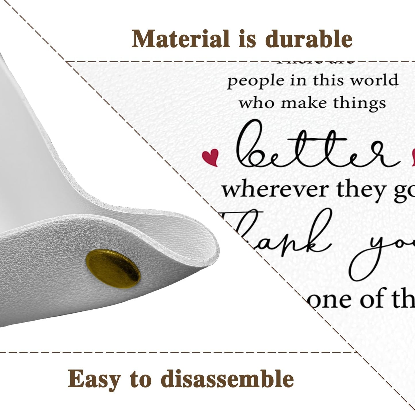 Inspirational Gifts for Women Jewelry Valet Tray, Motivational Positive Affirmations Gifts for Women, Blue Retro Nightstand Desk Accessories PU Leather Tray Organizer for Jewelry Rings Watches