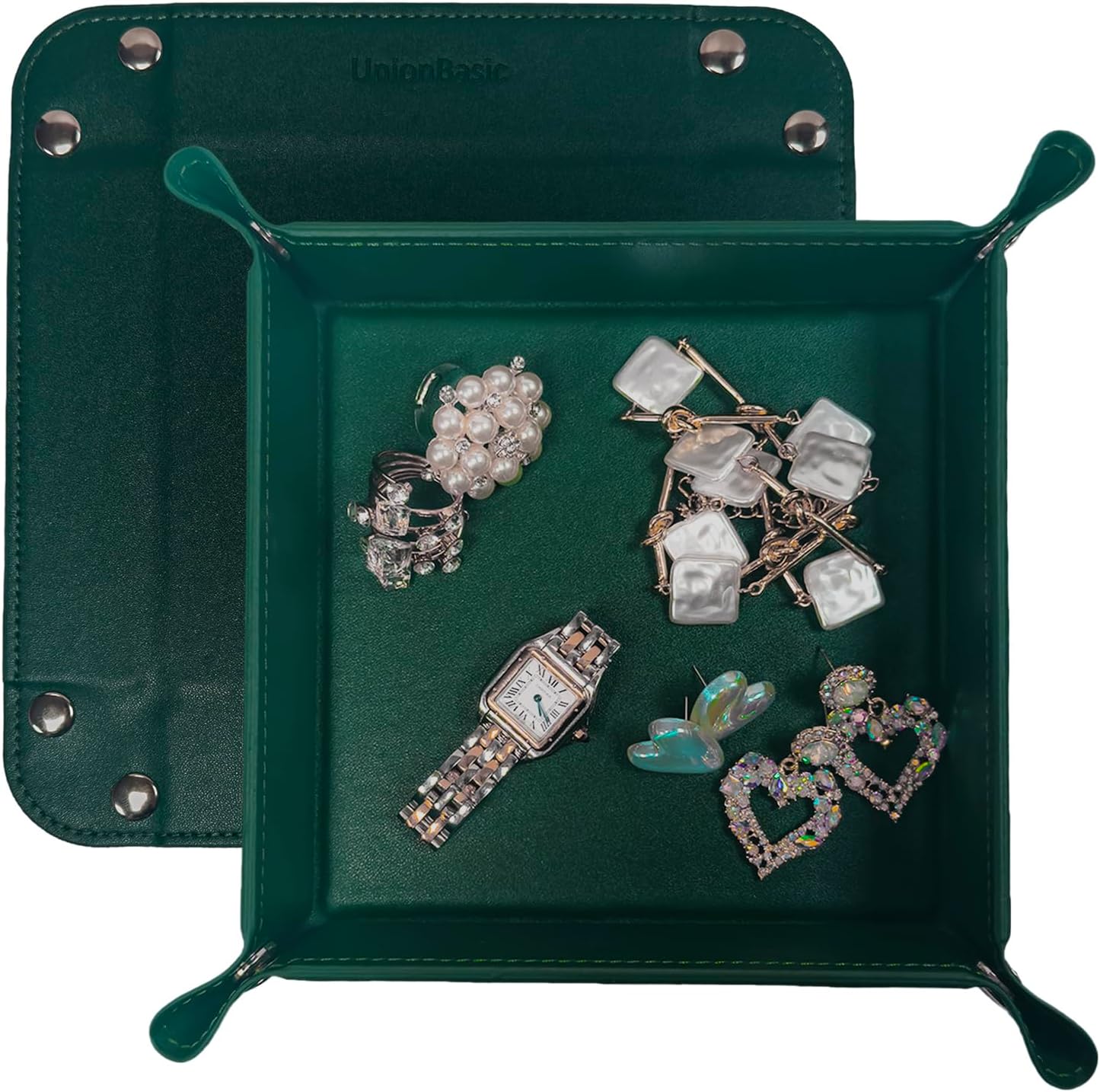 UnionBasic Medium Valet Tray, Jewelry Tray for Rings Watches Earrings, Entryway Catchall Caddy for Coins Keys Change, Nightstand Bedside Valet Holder, Trays for Electronic Gadgets, Candy Pink Plus - Colors B