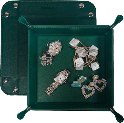 UnionBasic Medium Valet Tray, Jewelry Tray for Rings Watches Earrings, Entryway Catchall Caddy for Coins Keys Change, Nightstand Bedside Valet Holder, Trays for Electronic Gadgets, Candy Pink Plus - Colors B