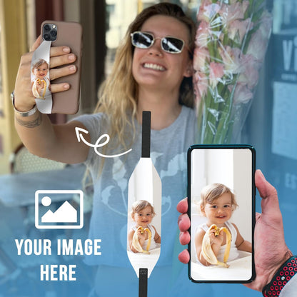 Switchbands Universal Phone Grip Strap – Customizable Phone Holder for Hand, Wireless Charging Safe Phone Handle Grip, Reuseable Phone Strap for iPhone, Samsung & Android Cases - Metallic Rose