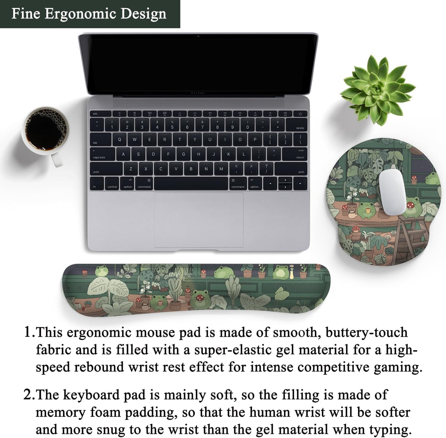 Ghost Book Mousepad with Wrist Rest Halloween Computer Keyboard Mouse Pad Black Cute, Mouse Pad with Wrist Rest for Computer Keyboard, 2 In1 Mousepad with Wrist Support Easy Typing&Relieve Wrist Pai