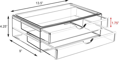 Sorbus Large Stackable Acrylic Drawers - 1 Clear Storage Drawers for Organizing Make up, Nail Polish, Hair Accessories, and Beauty Supplies - Makeup Organizer for Vanity, Bathroom Organizer Countertop