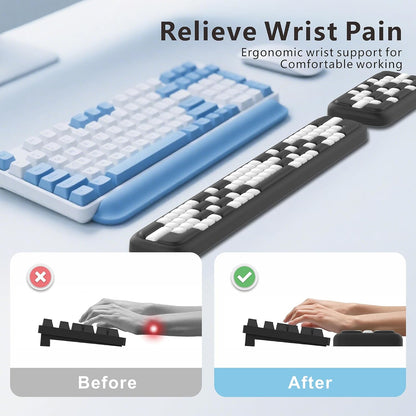 MEKASS Keyboard Wrist Rest, Ergonomic Wrist Pad, Soft Memory Foam Keyboard Hand Rest with Non-Slip Base, Easy Typing, Pain Relief, Comfort Support for Office Work Gaming Computer Accessories (Black)