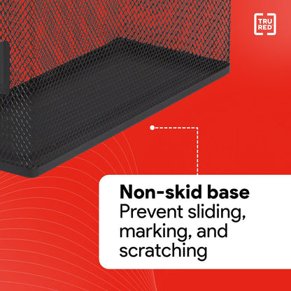 TRU RED Metal Magazine File Organizer, Black – Top‑Loading Desktop File Holder with Handle, Holds Up to 1000 Sheets
