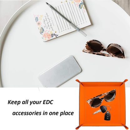 siduater Valet Tray Desktop Storage Organizer, Vegan Leather Catchall Bedside Vanity Tray Nightstand Caddy Holder for Remote Controller, Watch, Keys, Phone, Wallet, Sunglasses, Jewelry - Map