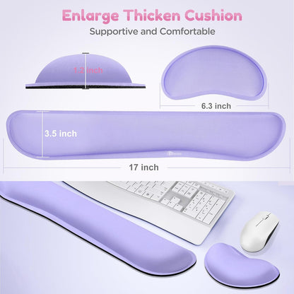 Gimars Upgrade Enlarge Silky and Superfine Fabric Gel Memory Foam Keyboard Wrist Rest Set, Ergonomic Keyboard Mouse Wrist Support for Typing Pain Relief, Comfort for Office, Gaming, Computer