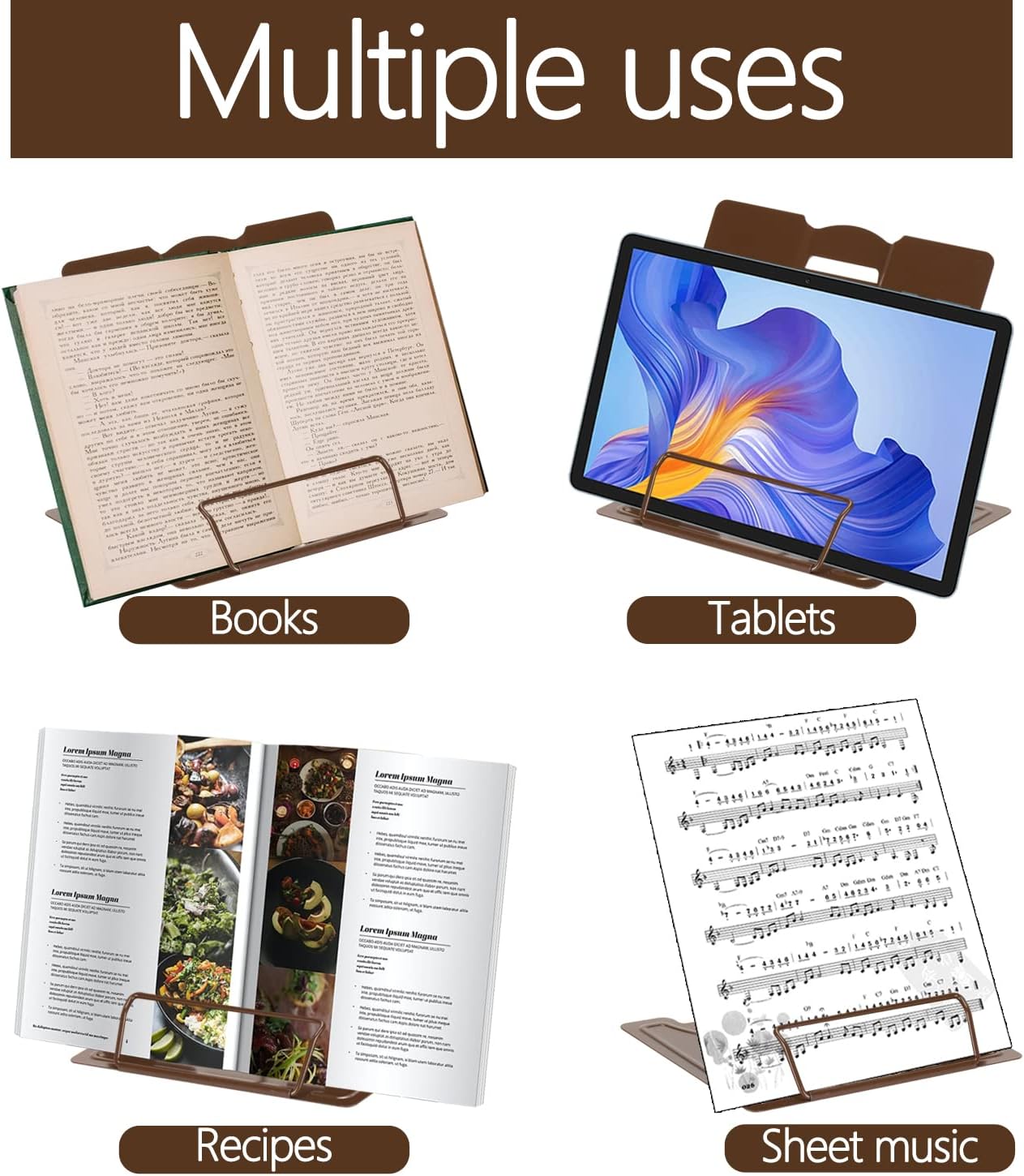 Camelmother Metal Book Holder Adjustable Book Stand for Reading