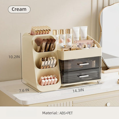 Booklov Makeup Organizer for Vanity, Countertop Cosmetic Display Case with Clear Acrylic Drawers, Bathroom Counter Beauty Caddy, Cute Table Storage Holder for Skincare, Brush Lipsticks, Crystal White