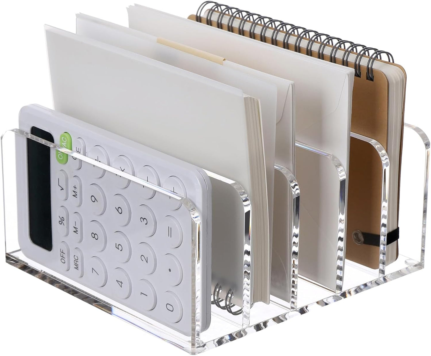 SANRUI Acrylic File Mail Desktop Organizer Sorters,3 Compartments Laddered Clear Desk Letter Organizer Office Document Sorter,Multifunction Envelope Folder Racks Holders for Office,Home, School