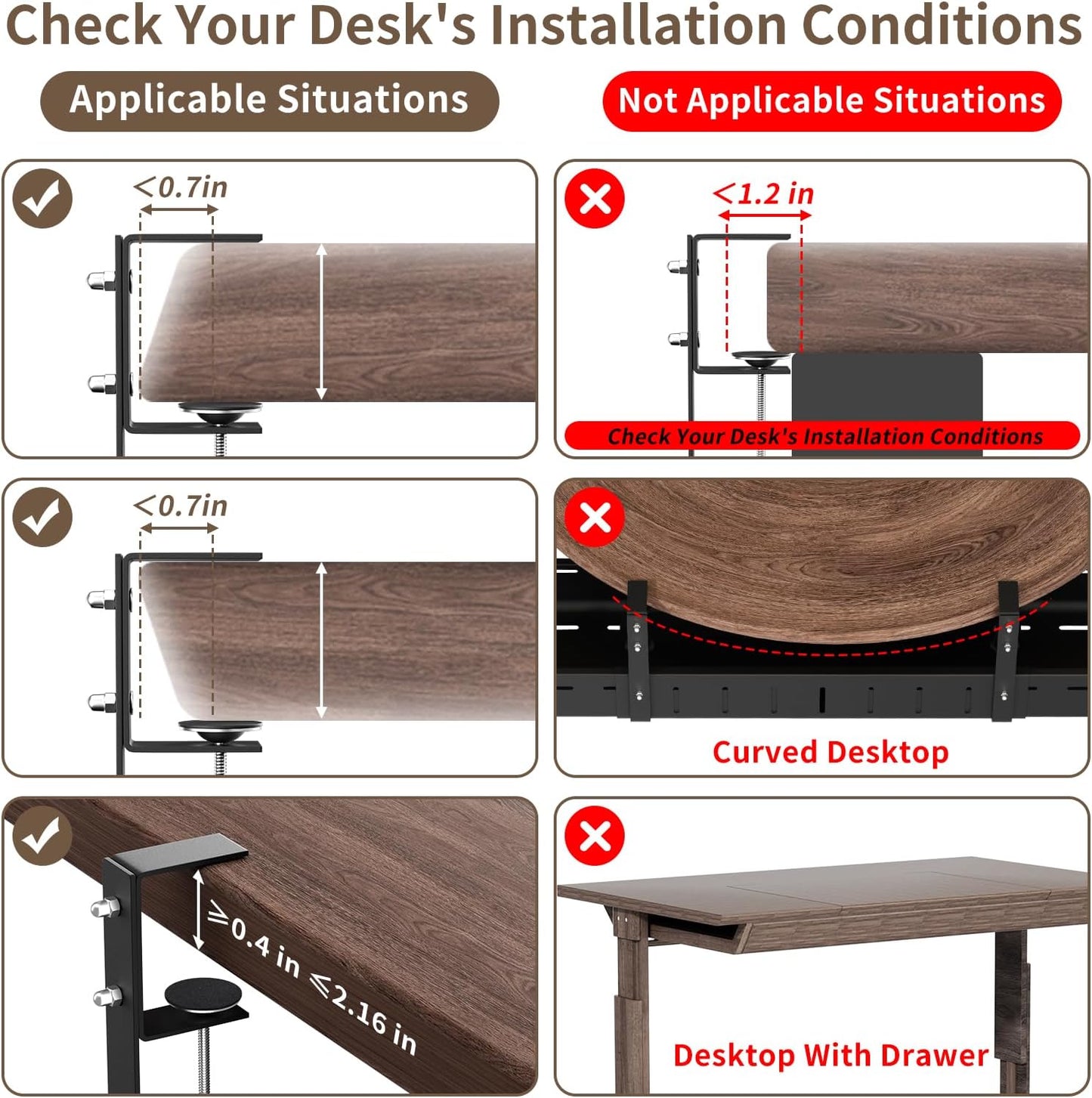 Under Desk Cable Management Tray, Expandable 25.2"–38.6" Heavy Duty Carbon Steel with Clamp, Hidden Cord Organizer for Desk, Home Office & Standing Desk, No Drill Installation, Black