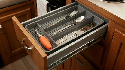 Dial Industries Small Cutlery, Utensil, Silverware Kitchen Drawer Organizer Tray, Clear