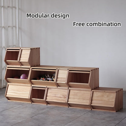 Stackable Solid Wood Storage Chest,Hall Entryway Cabinet,Bins with Lids,Modular Wooden Multi-use Box,Closet Storage Organizers,Drawers,Potato,Onion,Bread,Classify by Items,7.75”W(1 Pack)