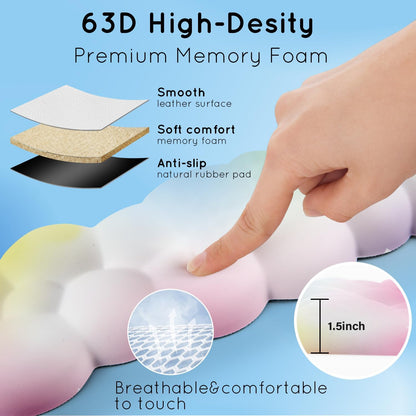 Cloud Wrist Rest for Computer Keyboard Arm Wrist Rest with Non-Slip Base Extended Wrist Rest Ergonomic Memory Foam for Keyboard and Mouse Typing Pain Relief, Office, Gaming, Computer