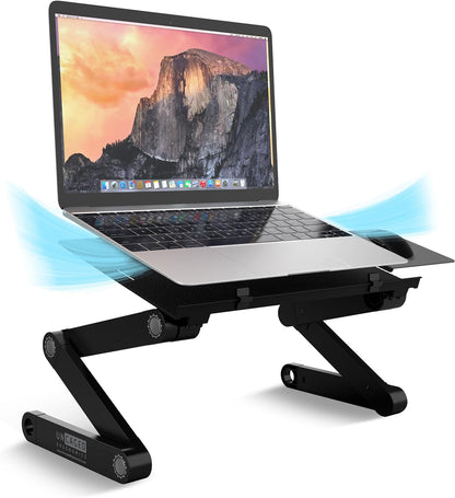 Uncaged Ergonomics WorkEZ Adjustable Laptop Stand for Desk, Laptop Stand Adjustable Height, Foldable Aluminum Cooling Computer Holder & Riser for Desk Bed, White, XL