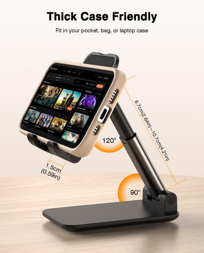 Yoozon 𝟐𝟎𝟐𝟓 𝐔𝐩𝐠𝐫𝐚𝐝𝐞𝐝 Cell Phone Stand for Desk, Adjustable Foldable Phone Holder, Portable Cellphone Stands for All Smart Phones for Switch, Office Desk Accessories