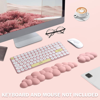 Keyboard Wrist Rest Pad Set, Leaf Shape PU Leather Memory Foam Wrist Cushion Support,Mouse Wrist Rest Pad,Non-Slip Wrist Support for Easy Typing Pain Relief, Green Leaf