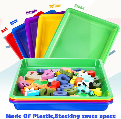 Hoteam 10 Pcs Flat Storage Organizer Tray Bin Paper Tray for Classroom Plastic Stackable File Organizer for School Office Teacher Book Organization(Clear,13.78 x 9.84 x 3.15 Inch)