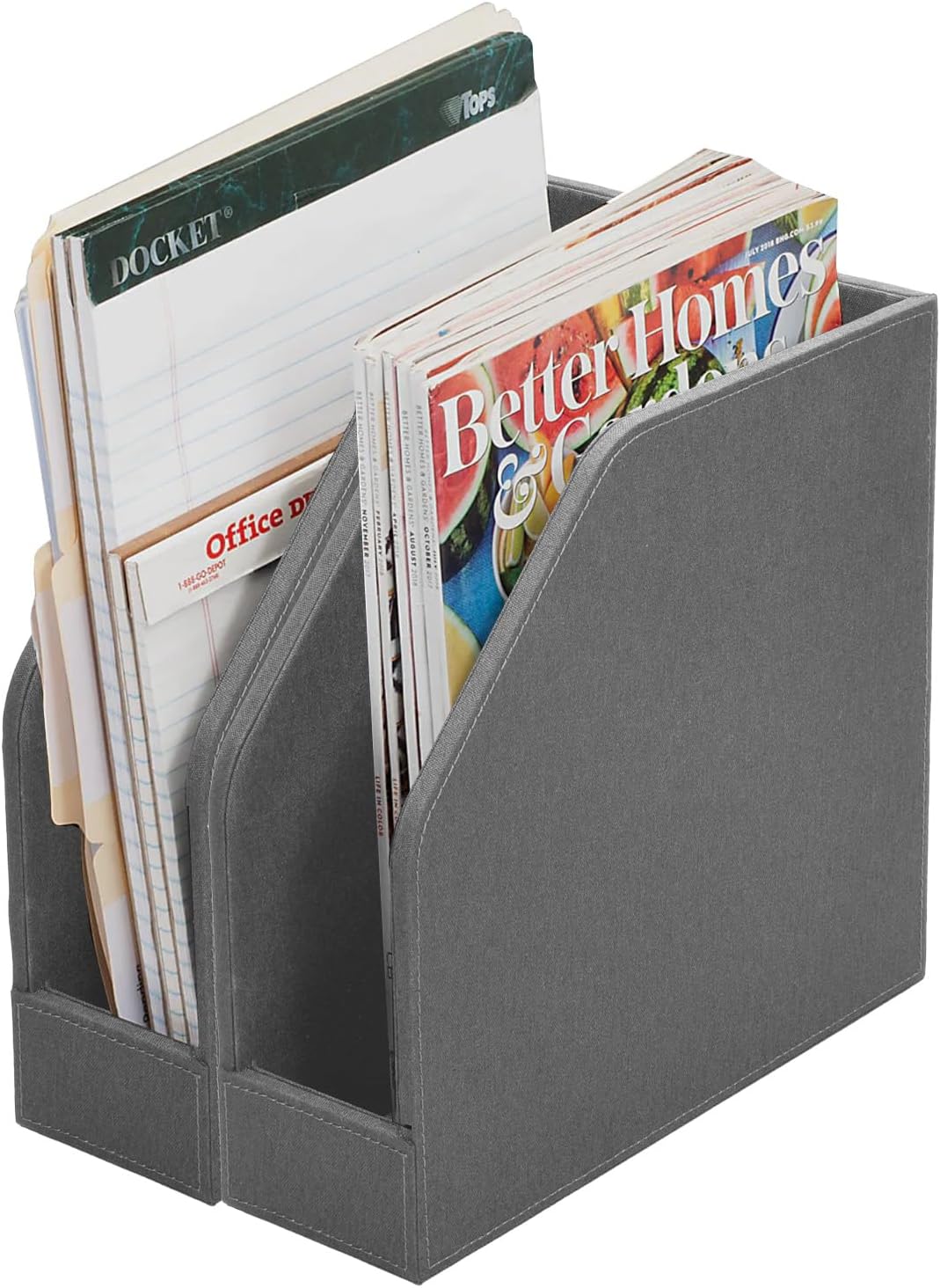 MobileVision Bamboo Vertical File Folder Holder & Office Product Organizer, Store Files, Magazines, Notepads, Books and more, 2 Pack Combo Set