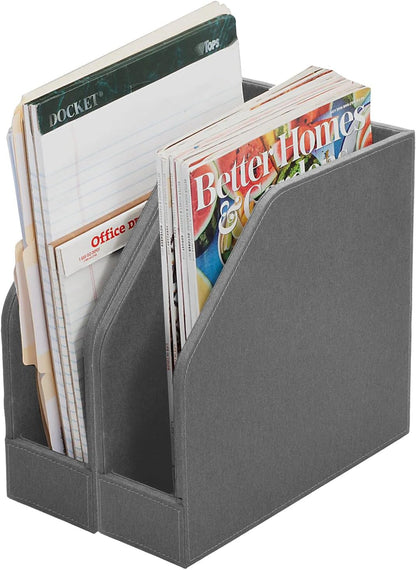 MobileVision Bamboo Vertical File Folder Holder & Office Product Organizer, Store Files, Magazines, Notepads, Books and more, 2 Pack Combo Set