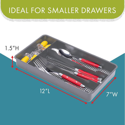 Dial Industries Small Cutlery, Utensil, Silverware Kitchen Drawer Organizer Tray, Clear