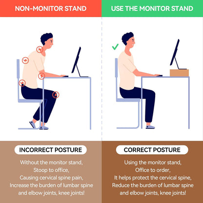KIRIGEN Monitor Stand Wooden - Desk Stand Wood for Computer/Laptop/TV Printer - Monitor Arms & Stands Desk Riser for Office Desktop Workspace Organizers Platforms Stands (39,Dark Brown)