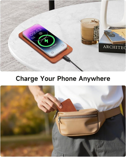 Valet Tray, Built in Wireless Charging Pad, Nightstand Organizer, Dresser Organizer, Mens Jewelry Box, Valet Charging Station, Faux Leather Valet Tray for Men and Women, (Black)