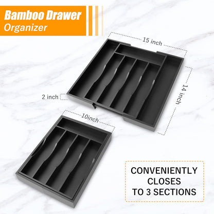 Kitchen Silverware Drawer Organizer and Storage Flatware Cutlery Utensil Holder Spice Rack Containers Bathroom Counter Cabinet Office Desk Makeup Drawer Tray Kitchen and Dining Tools Decor Accessories