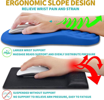 Hokafenle 2 in 1 Ergonomic Mouse Pad Wrist Support & Wrist Rest for Computer Keyboard Set, with Relieve Carpal Tunnel Pain Massage Bulge and Full Memory Gel Design (2In1 Set, Light Green)