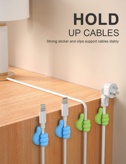 iToleeve 12 Pack Funny Thumb Cable Clips, Cord Holder Organizer & Keeper for Desk, Adhesive Phone Charger Cable Management for Nightstand, Office, Home, Car
