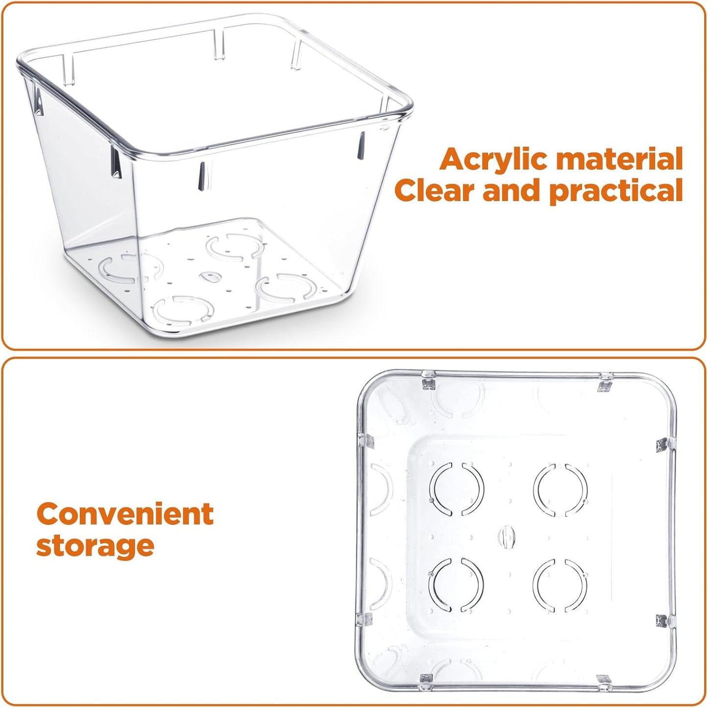 24 Pcs Clear Plastic Drawer Organizer Set, 3 x 3 x 2 Inch Stackable Storage Bins Dividers for Makeup, Office, Kitchen, Bathroom Organization