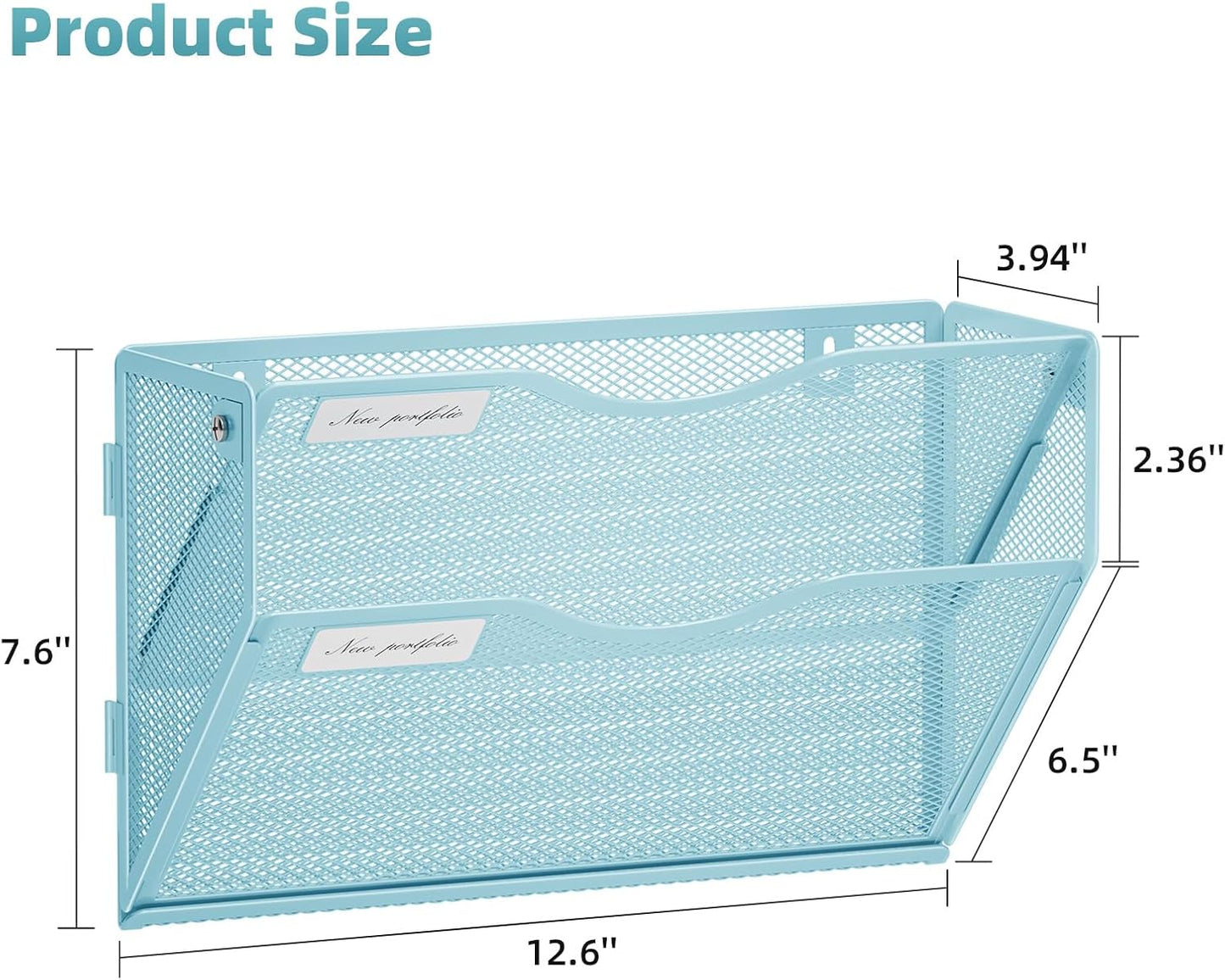 Marbrasse Wall File Holder 2-Tier Hanging Wall File Organizer, Mesh Mail Holder for Papers, Wall Mount File Clipboard & Magazine Organizer Great for Office Home (Black)